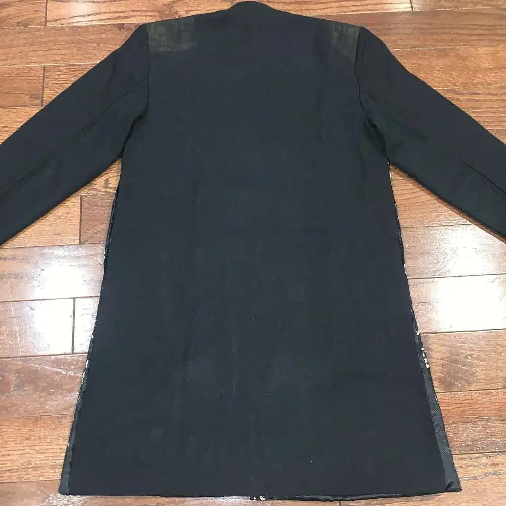 Darshan Men’s Black Embroidered Ethnic Jacket Sz‎ 9 Long Coat Style Indo-Western